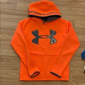 Under armour sz L orange grey hoodie Xstorm1 EUC